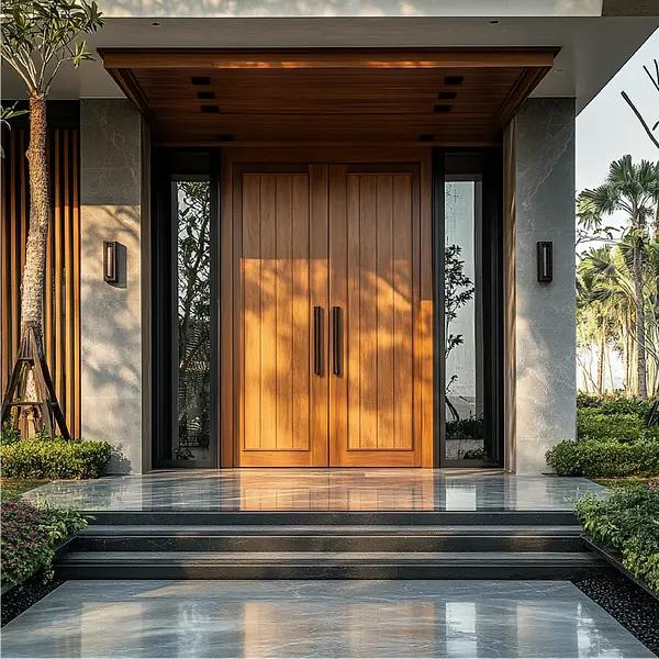 Premium wooden entrance door and frame for a home in Kannur